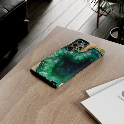 Green Geode in Watercolor - Impact Resistant Phone Case